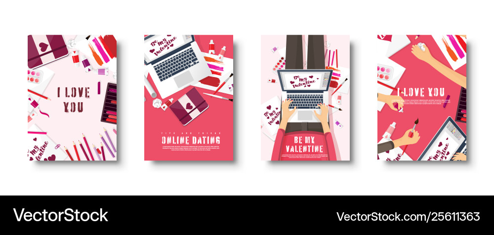 Flache Abdeckungen Set Liebe und Herzen Valentinstag Flache Abdeckungen Set Liebe und Herzen Valentinstag vektorbild