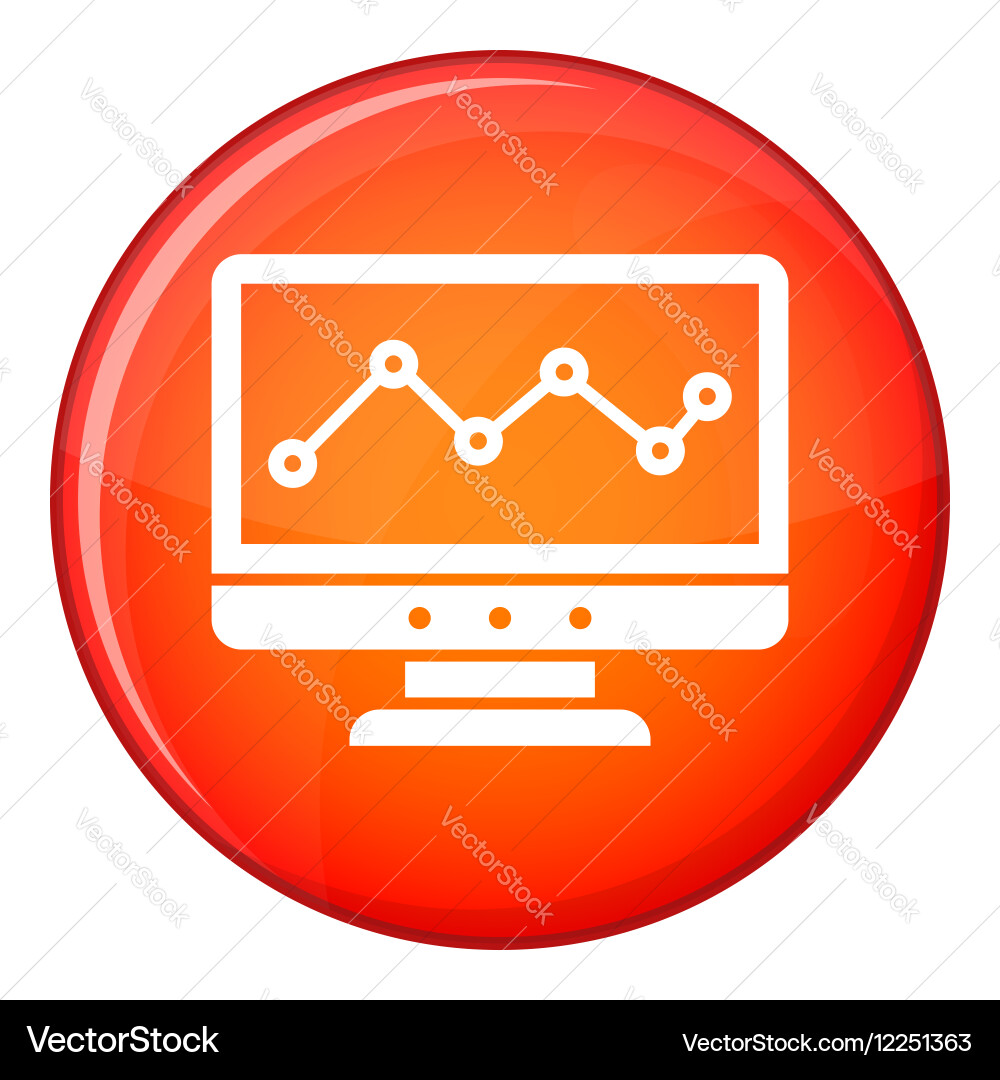 Graph in computer screen icon flat style vector image