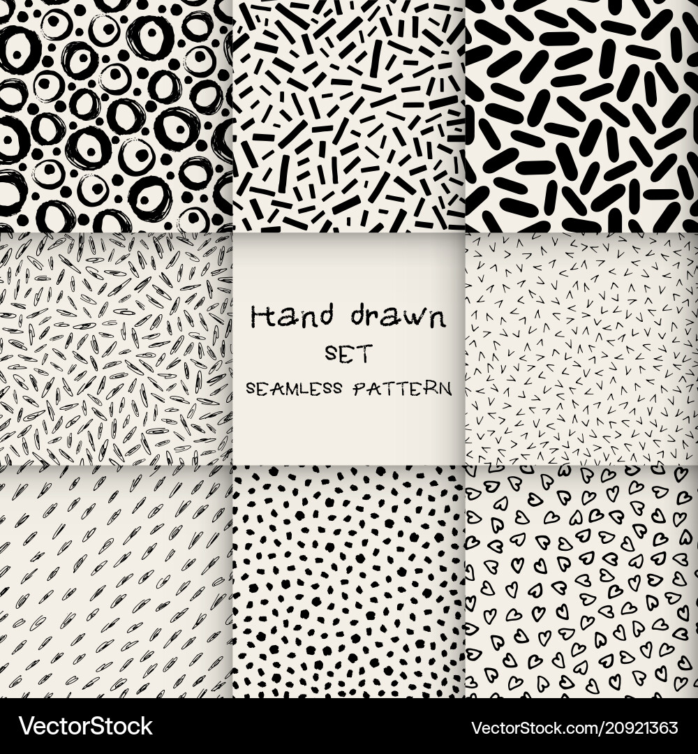 Hand Drawn Marker & Ink Patterns Vector Image