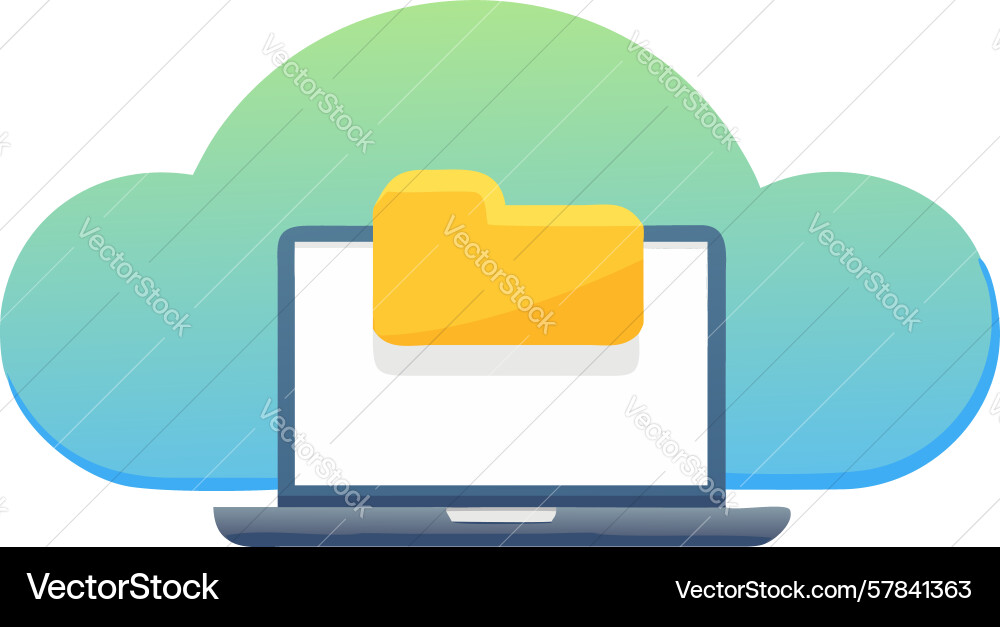 Laptop cloud sync mobile data access and remote Vector Image