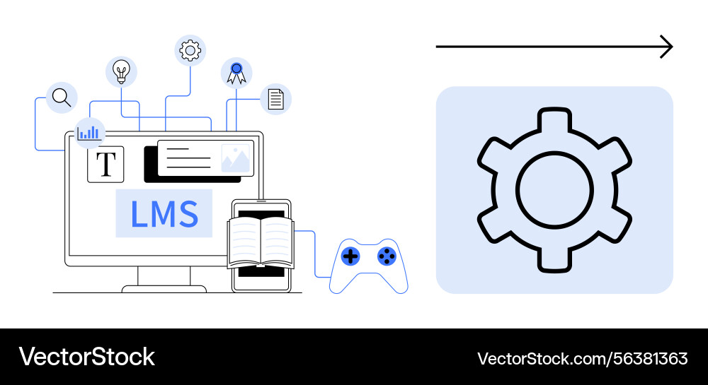 Learning management system with technology tools Learning management system with technology tools vector image