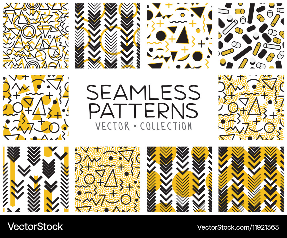 Memphis Style Pattern Set Vector Image