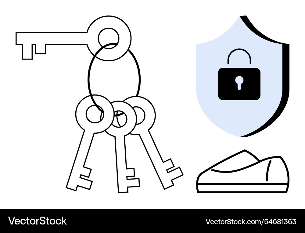 Multiple keys with a shoe on background Vector Image