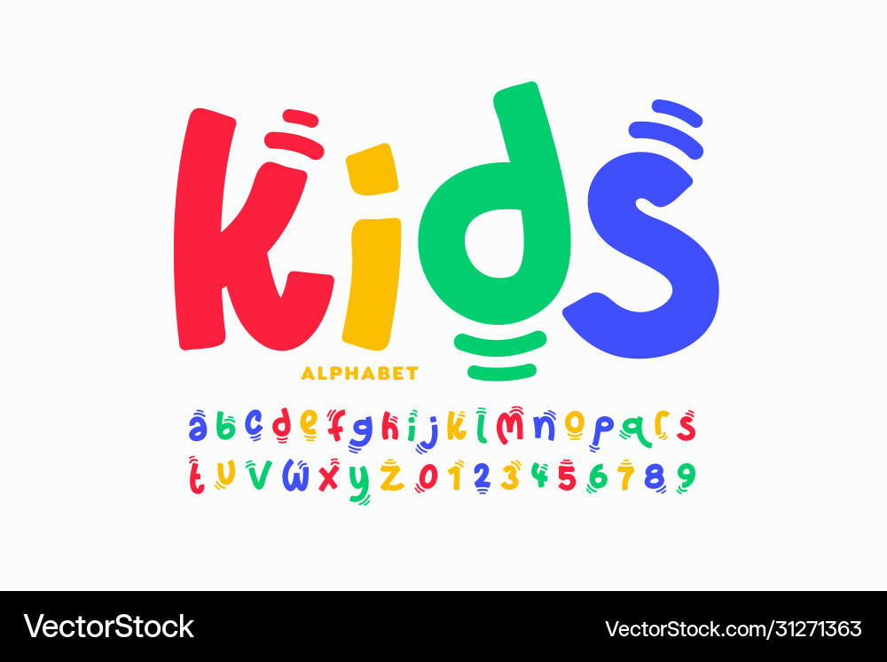 Playful Kids Font - Colorful Alphabet vector image