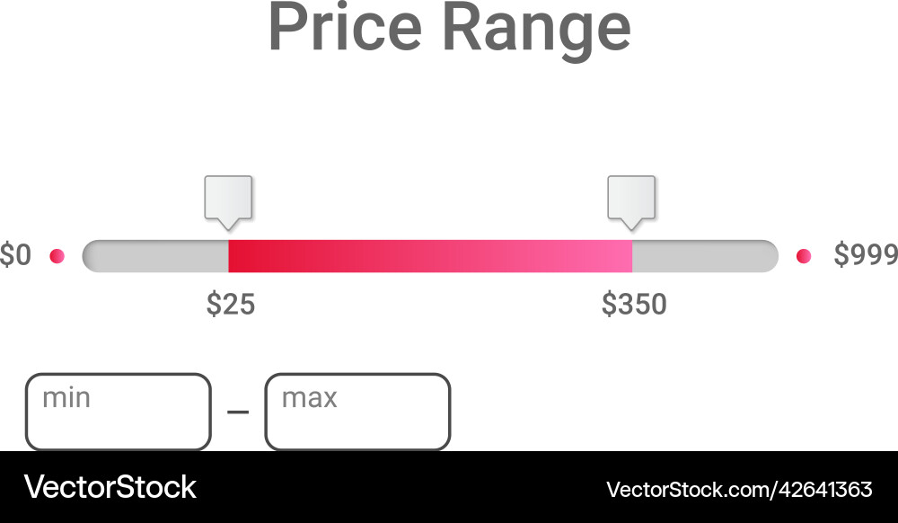 Price range filter design template for user Vector Image