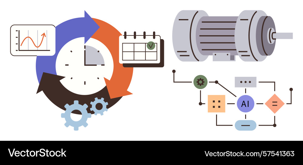 Process automation workflow with ai technology Process automation workflow with ai technology vector image