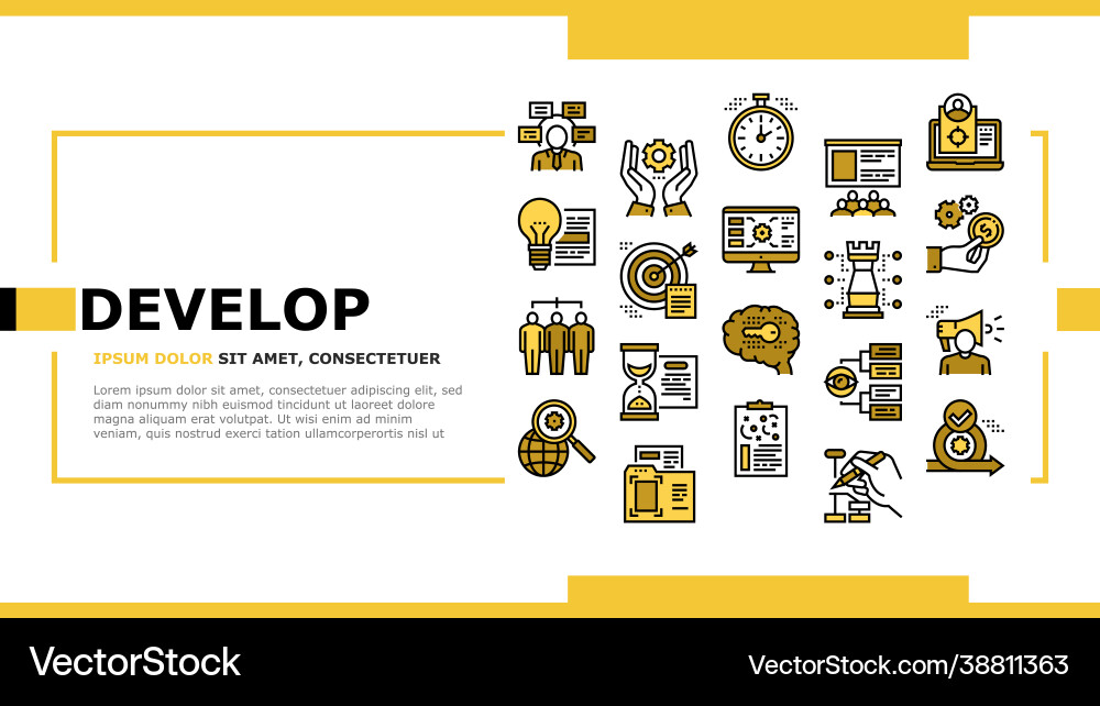 Project development landing header Project development landing header Vector Image
