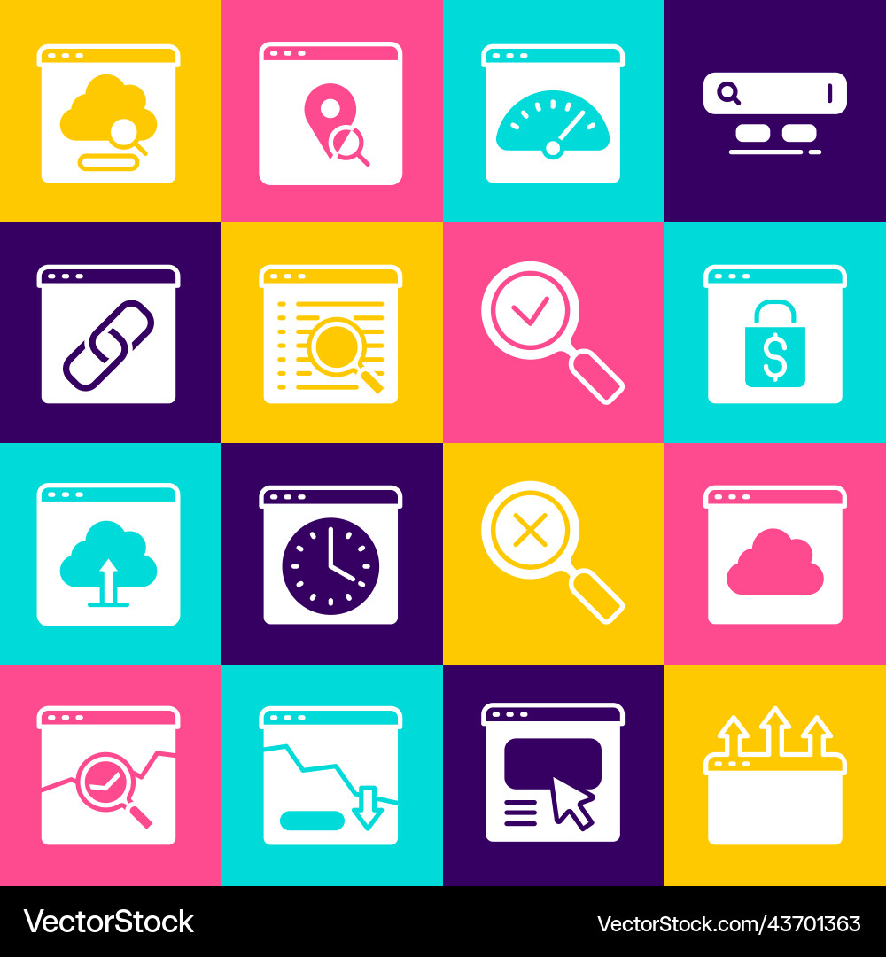 Set browser window cloud technology data transfer Set browser window cloud technology data transfer vector image