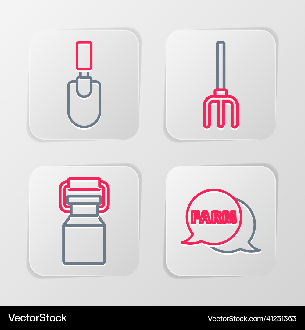 Set line speech bubble with farm can container Vector Image
