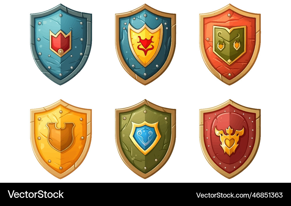 Set of shield multi colored Set of shield multi colored vector image