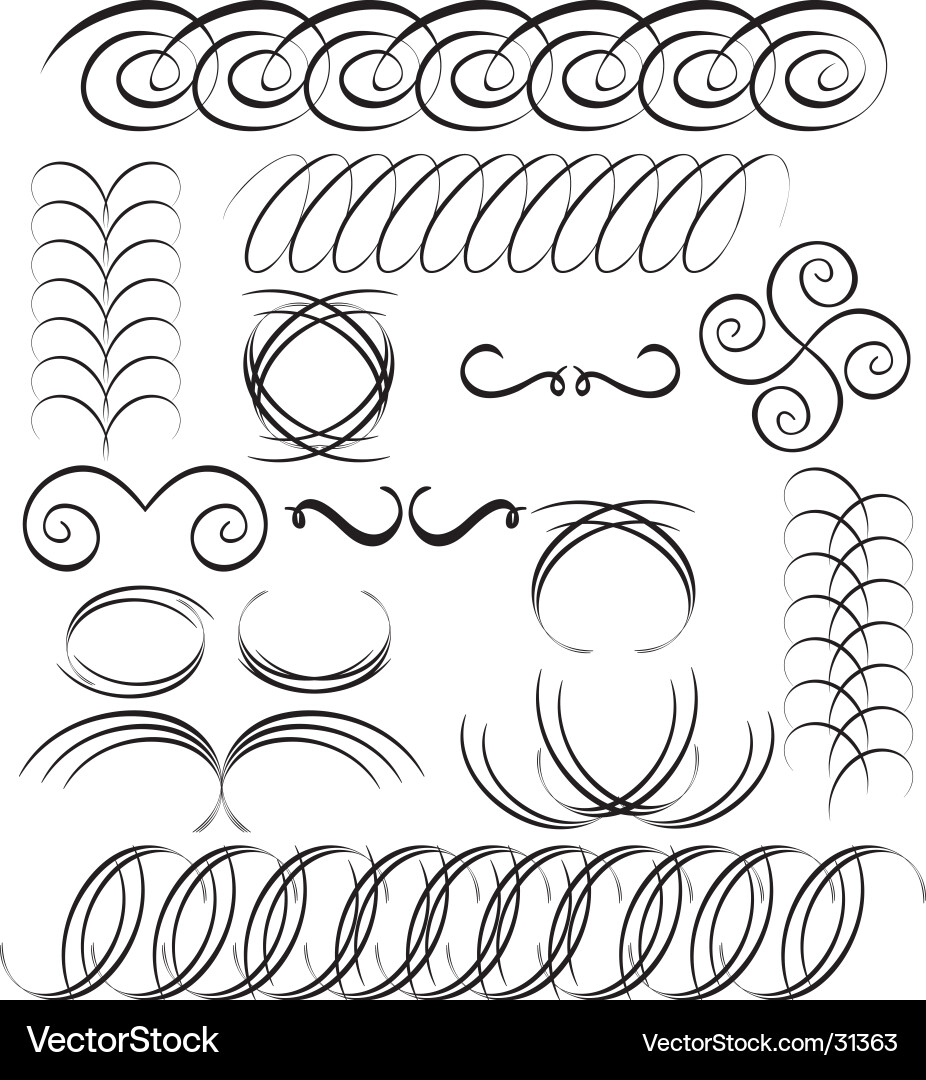 Swirl & Scroll Decorative Elements vector image