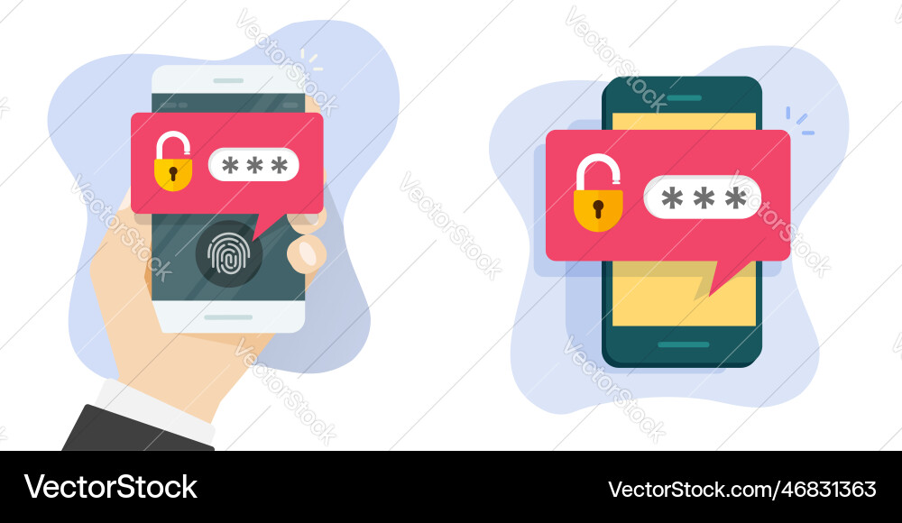 Verification code password access on mobile cell Verification code password access on mobile cell vector image