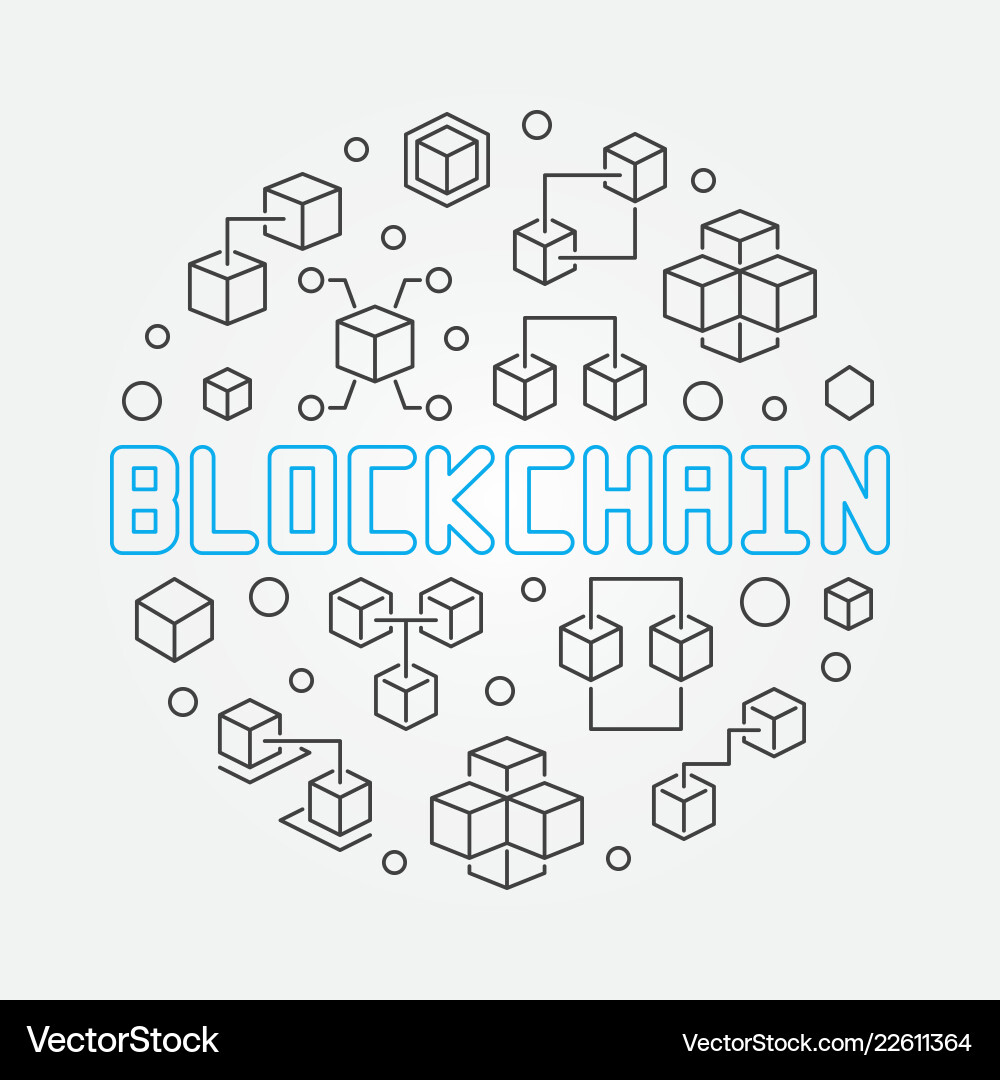 Blockchain crypto round linear – Royalty-Free Vector | VectorStock