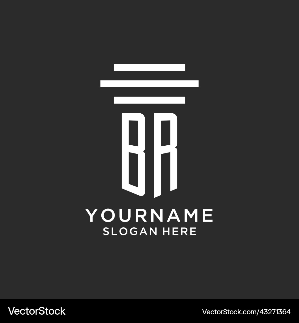 Br initials with simple pillar logo design Br initials with simple pillar logo design Vector Image