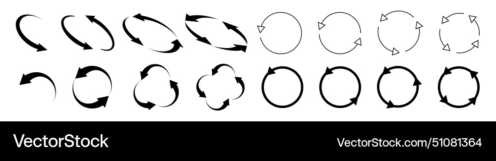 Circle arrow icon set circular refresh Vector Image