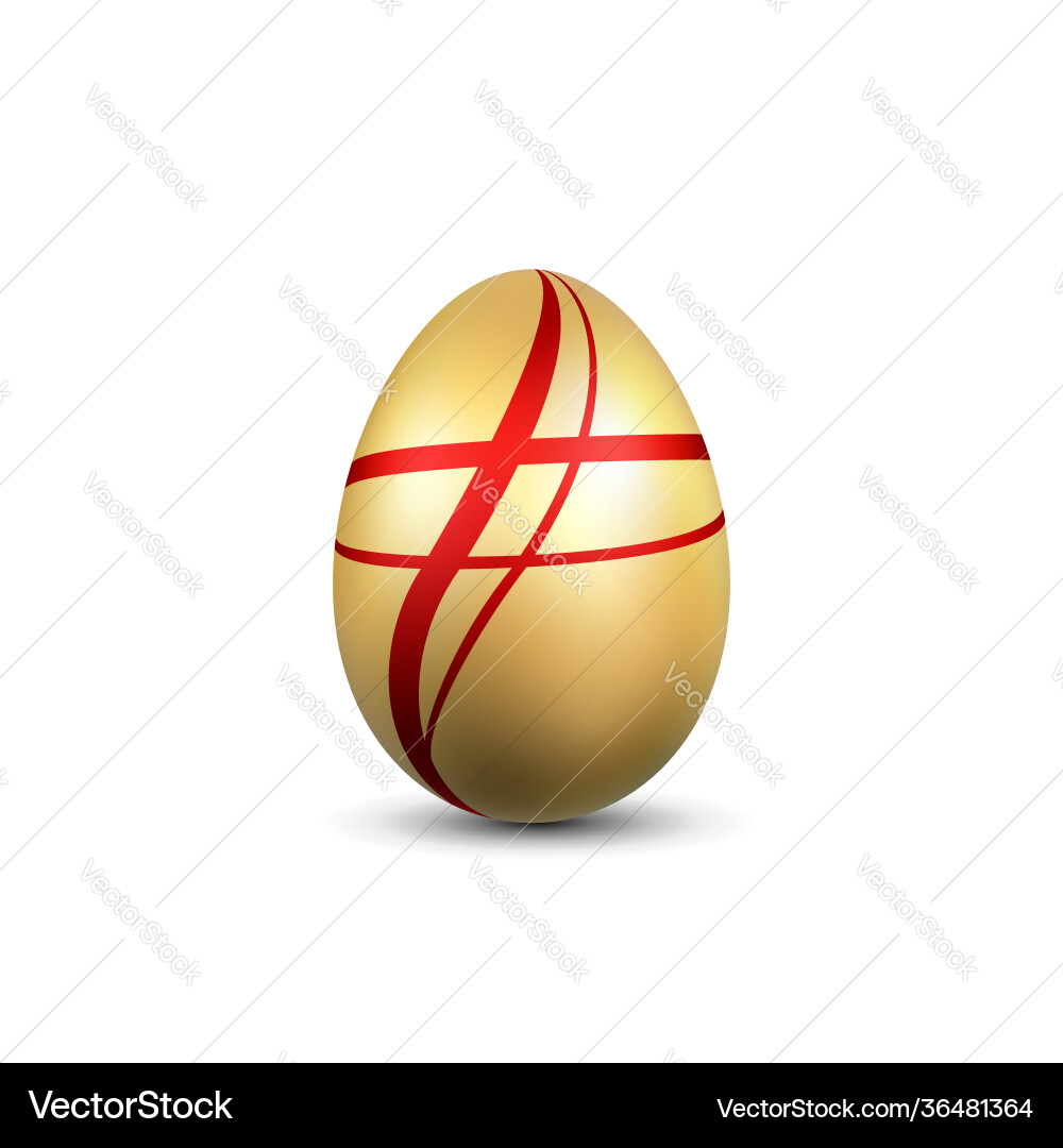 Easter egg 3d icon gold red isolated white Easter egg 3d icon gold red isolated white vector image