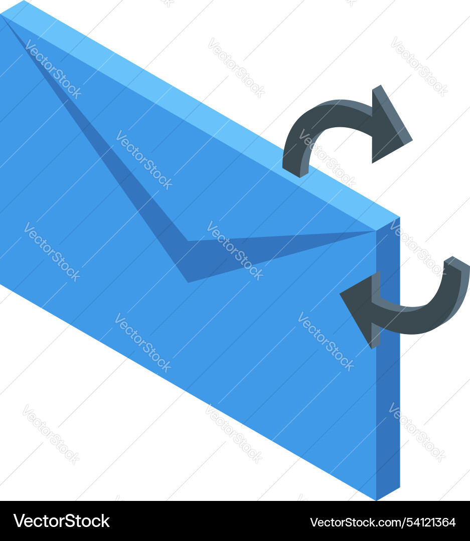 Email sending isometric icon representing rotating Vector Image