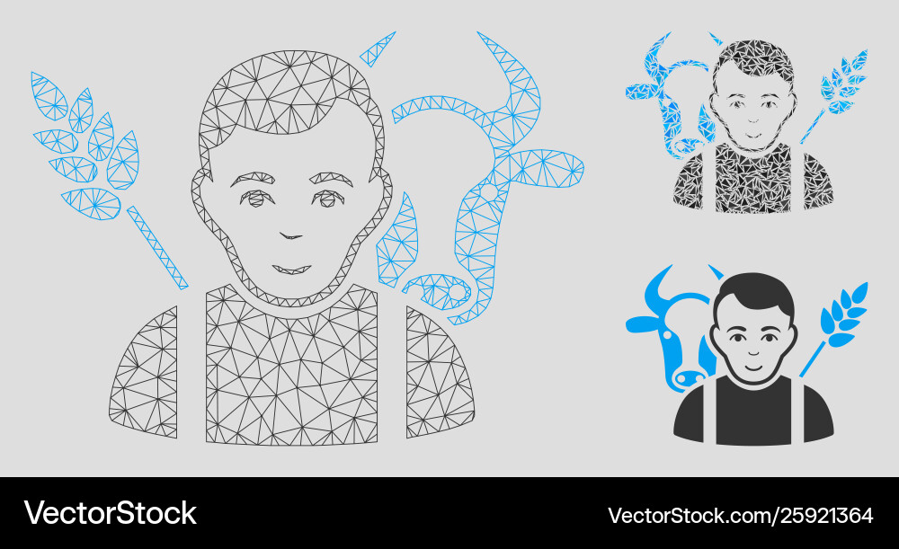 Farmer mesh network model and triangle Vector Image