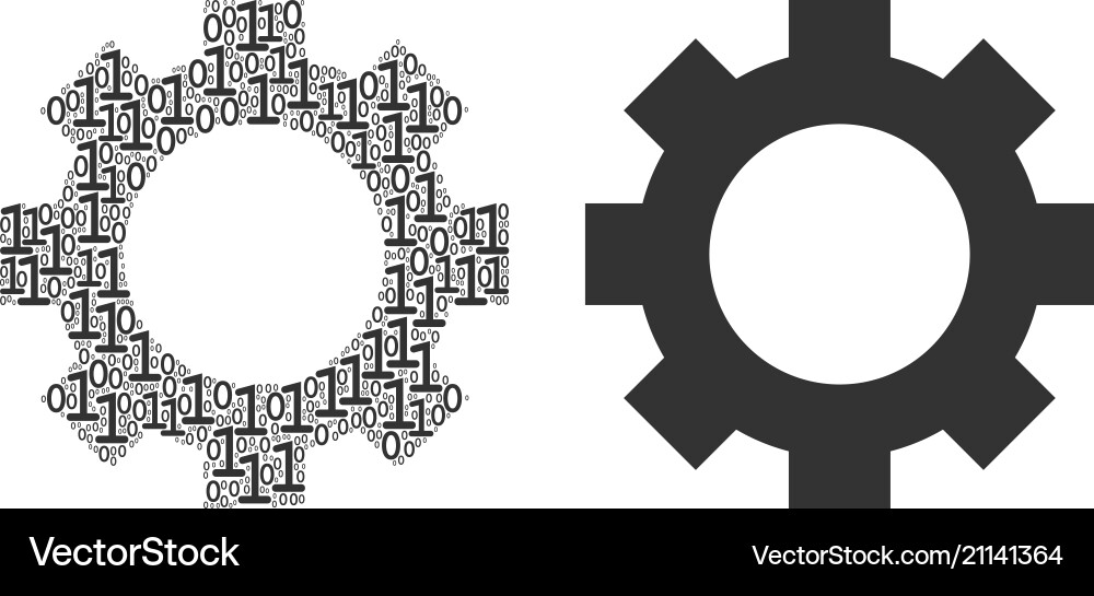 Gear collage of binary digits Gear collage of binary digits vector image