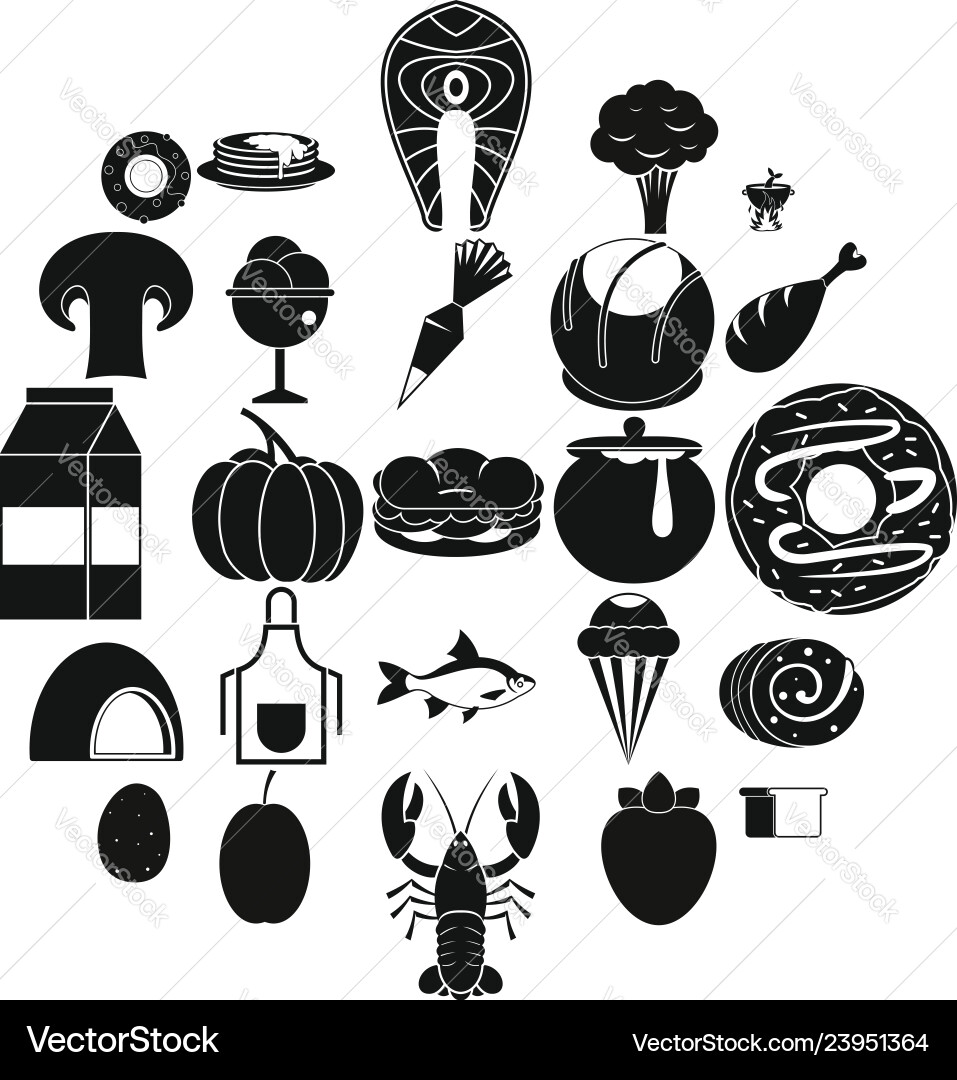 Lieblings-Lebensmittel-Symbole setzen einfachen Stil Vektorbild