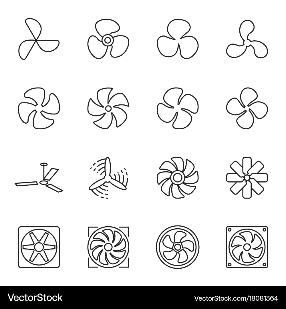 Linear Fan Icons Set vector image