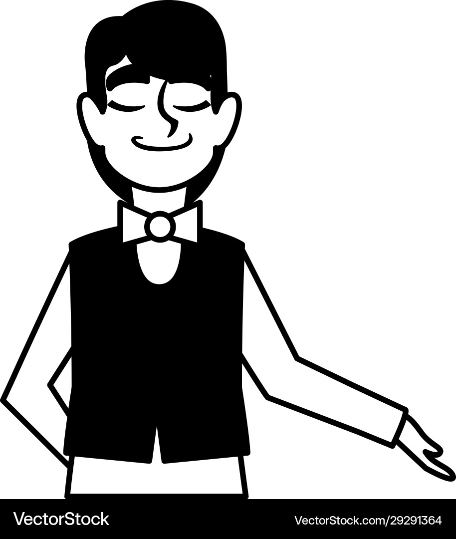 Man waiter with uniform on white background Vector Image