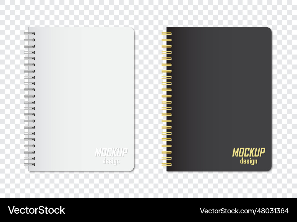 Mock up of notebook in two colors with shadow vector image