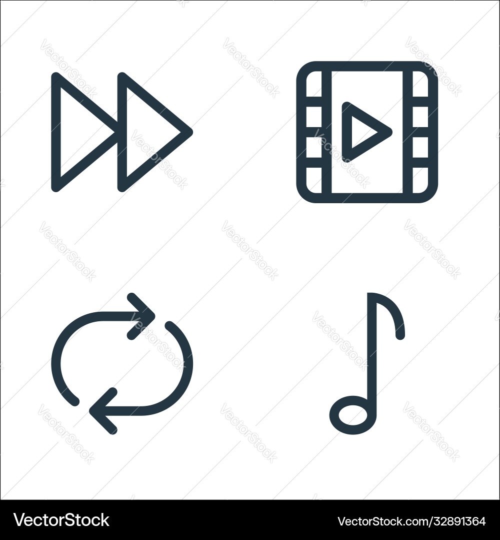 Multimedia line icons linear set quality Multimedia line icons linear set quality vector image