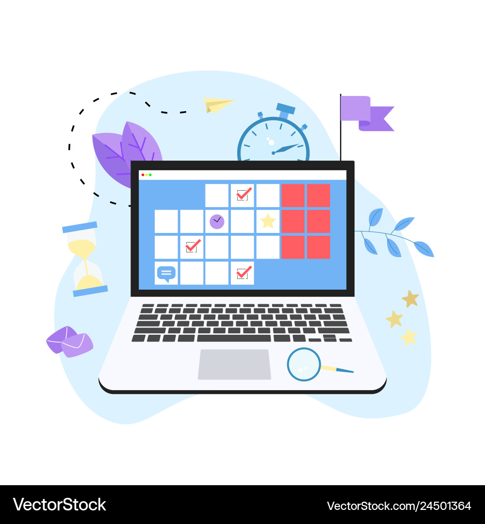 Online calendar with marks tasks and notes Online calendar with marks tasks and notes vector image