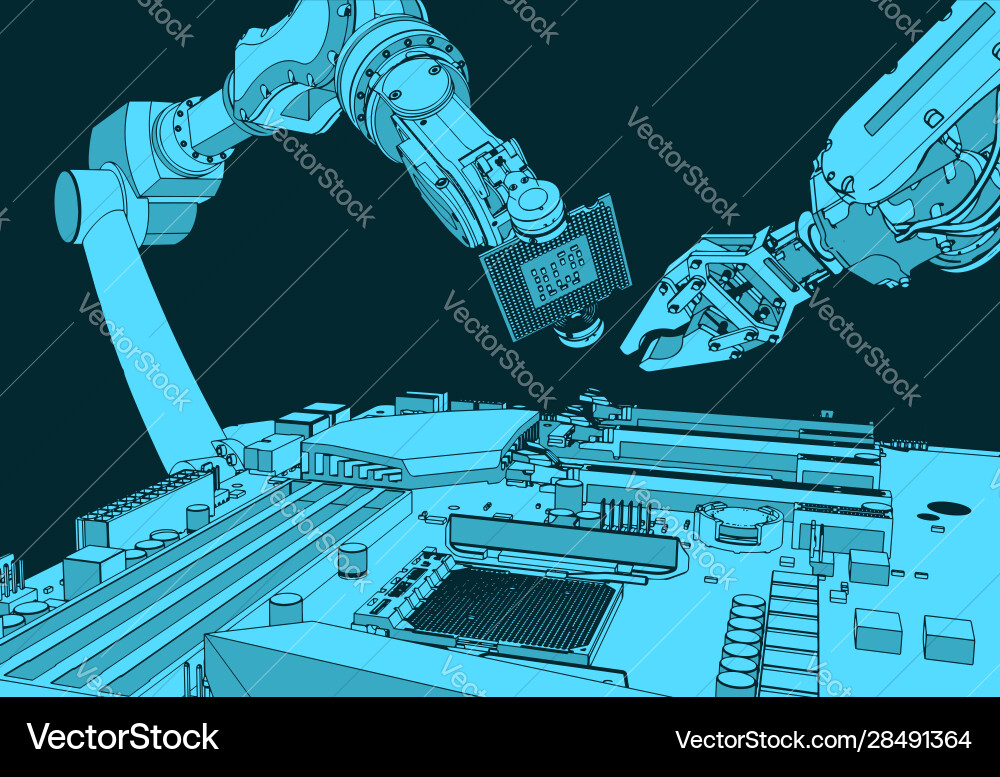 Robotic Computer Assembly vector image