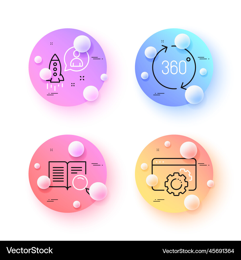 Search text 360 degrees and startup minimal line Search text 360 degrees and startup minimal line vector image