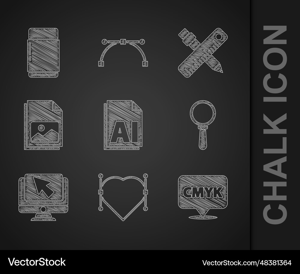 Set ai file document heart with bezier curve Set ai file document heart with bezier curve vector image