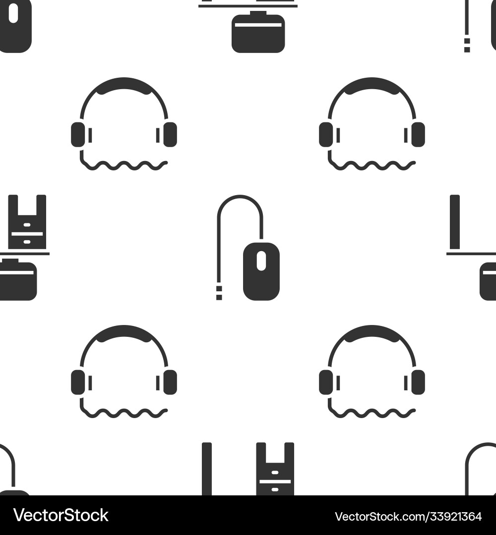 Set computer monitor and desk mouse Set computer monitor and desk mouse vector image