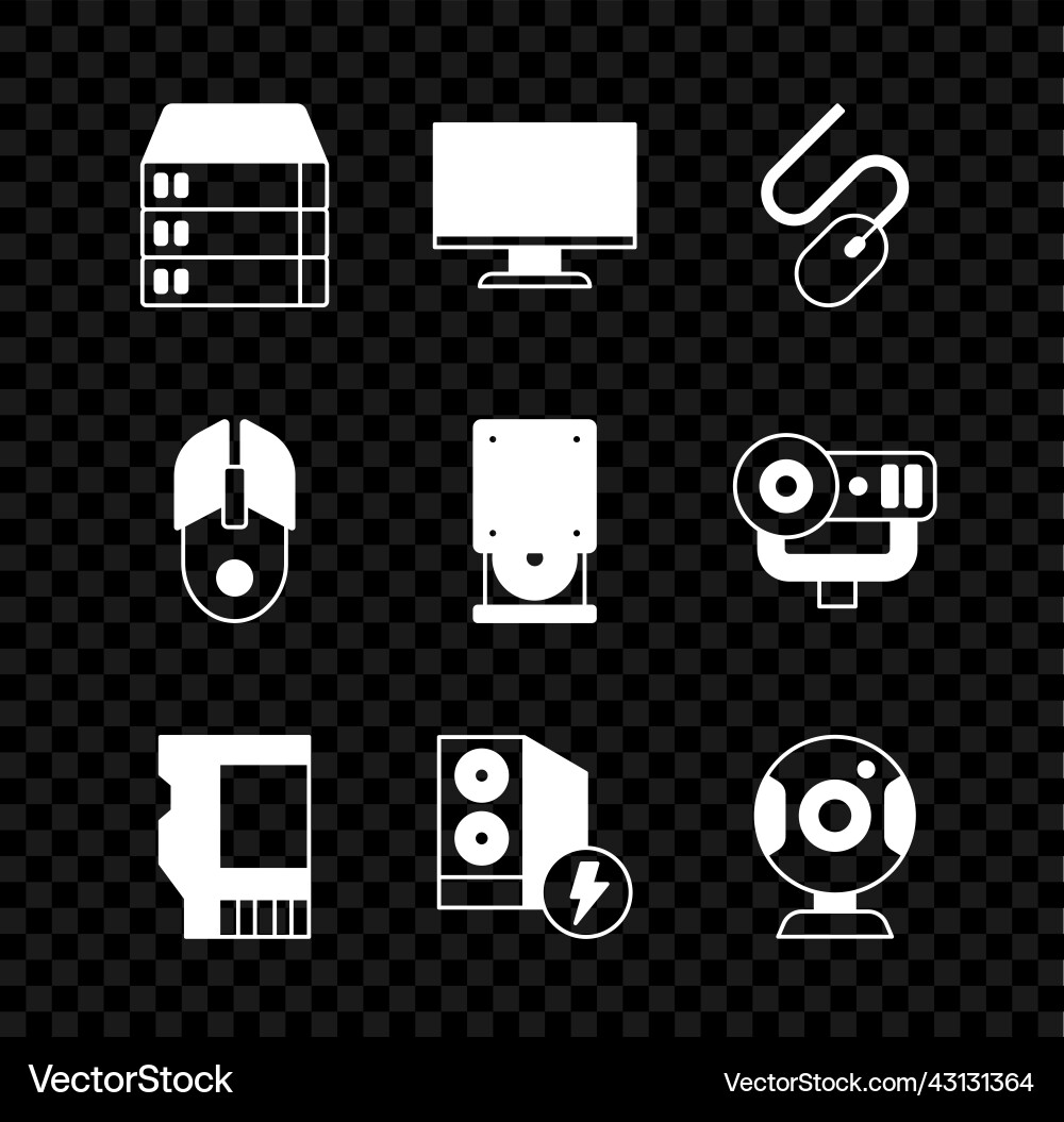 Set server data web hosting computer monitor Set server data web hosting computer monitor vector image