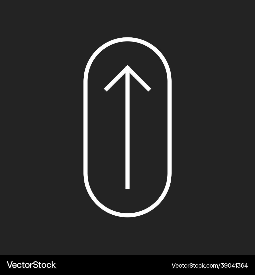 Vertical upward arrow to swipe up minimalistic Vertical upward arrow to swipe up minimalistic vector image