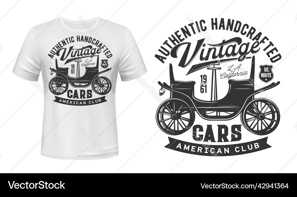 Vintage Car Club T-Shirt Print Vector Image