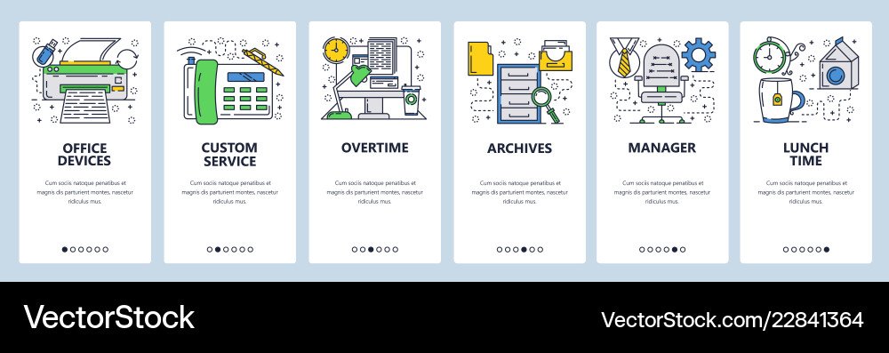 Web site linear art onboarding screens Web site linear art onboarding screens vector image