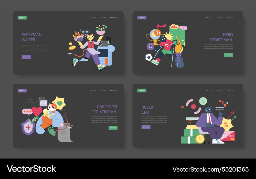 12 archetypes flat 12 archetypes flat vector image