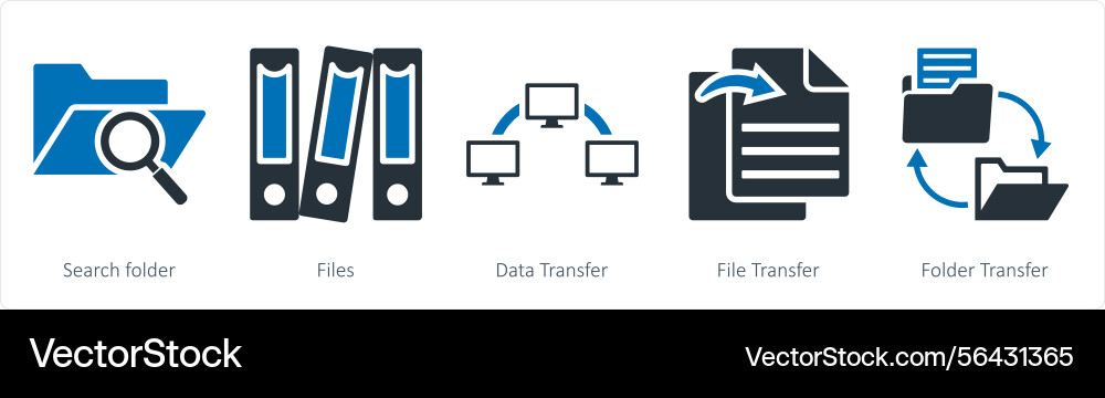 A set of 5 mix icons as search folder files data vector image