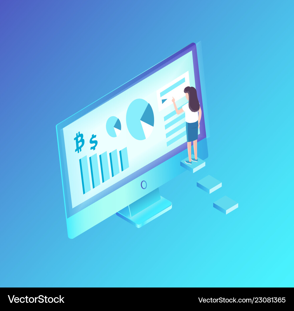 Analyst with computer monitor Analyst with computer monitor vector image