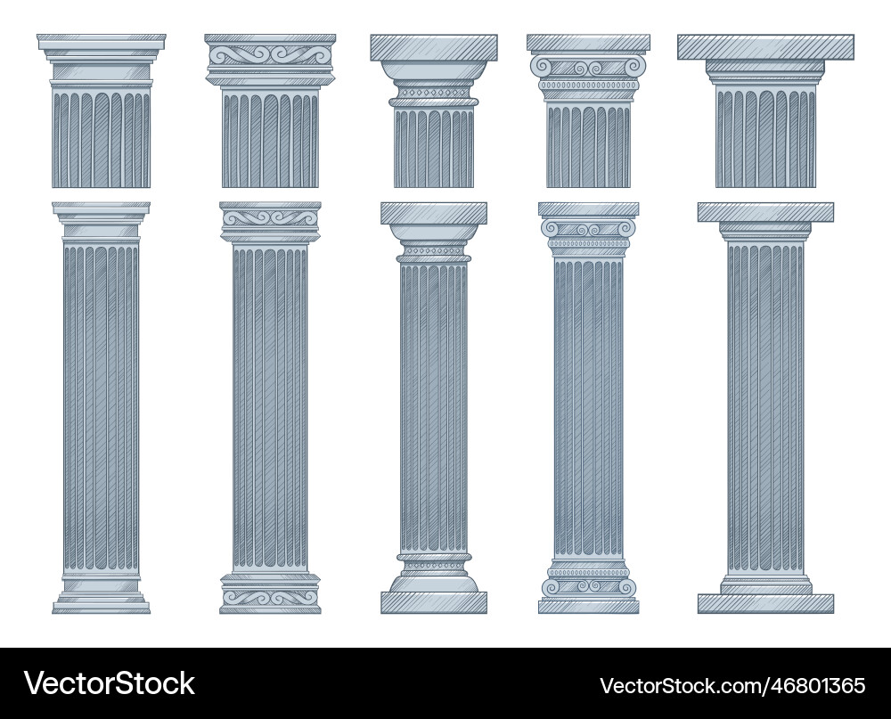 Ancient columns design isolated on background Ancient columns design isolated on background vector image