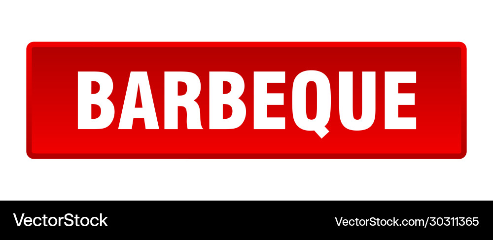 Barbecue button square red push vector image