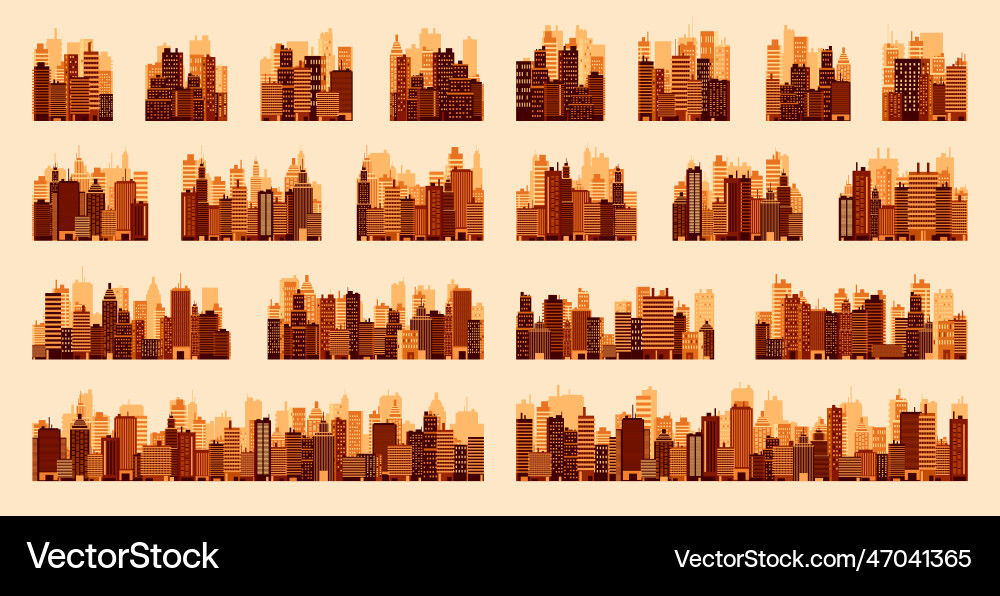 City silhouettes cityscape town skyline vector image