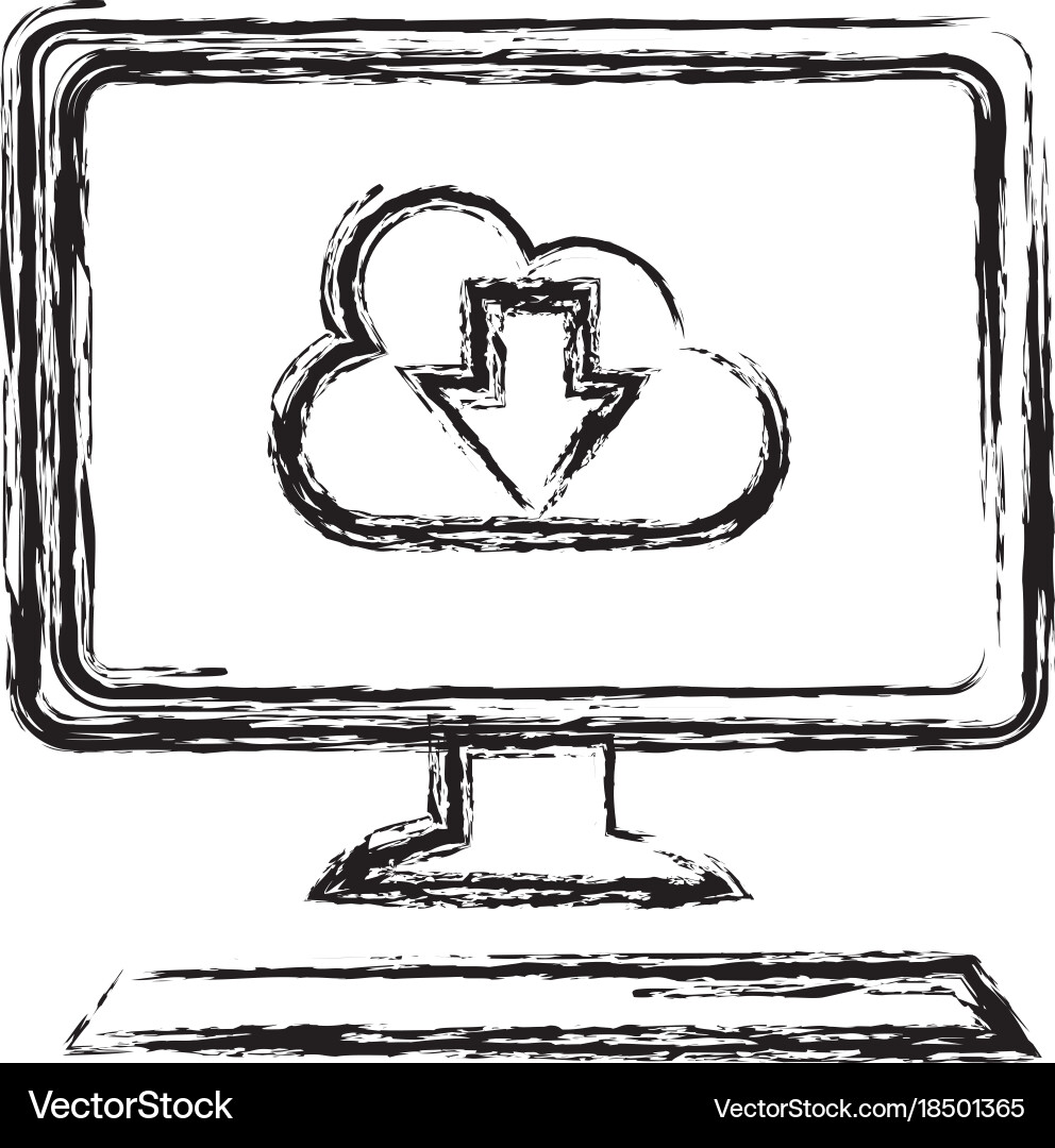 Desktop computer with cloud computing vector image