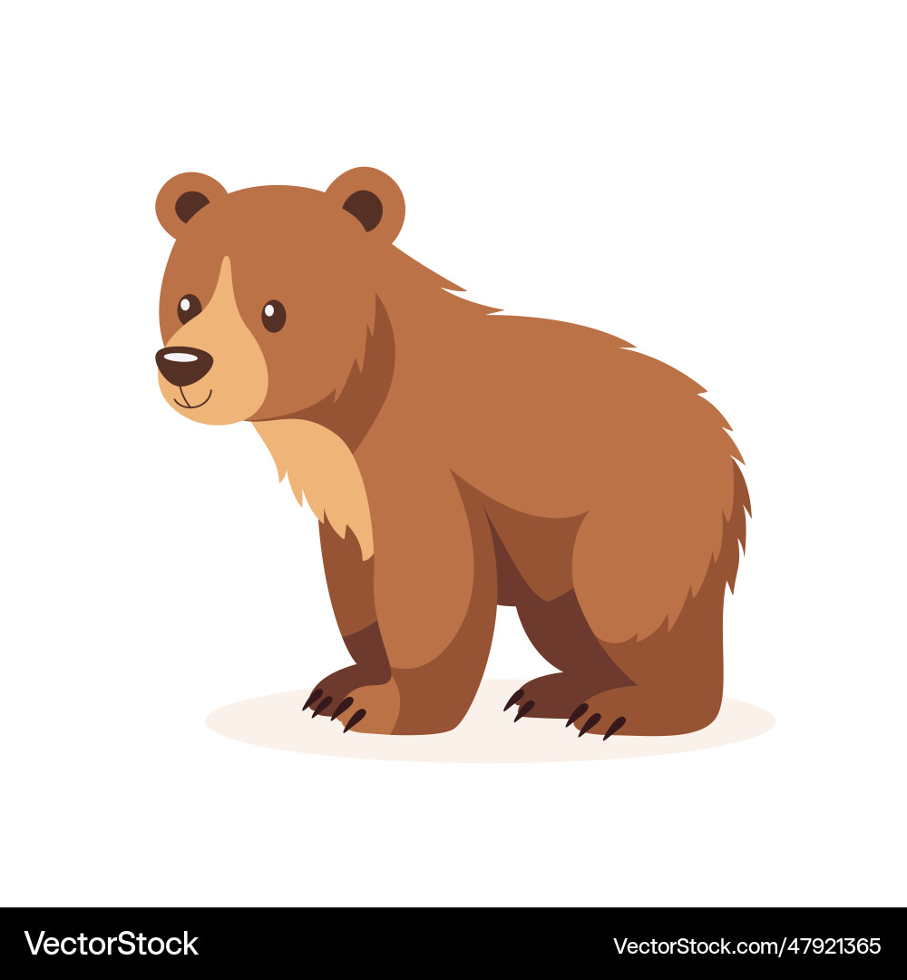 Flat cute wild animal - grizzly bear Royalty Free Vector