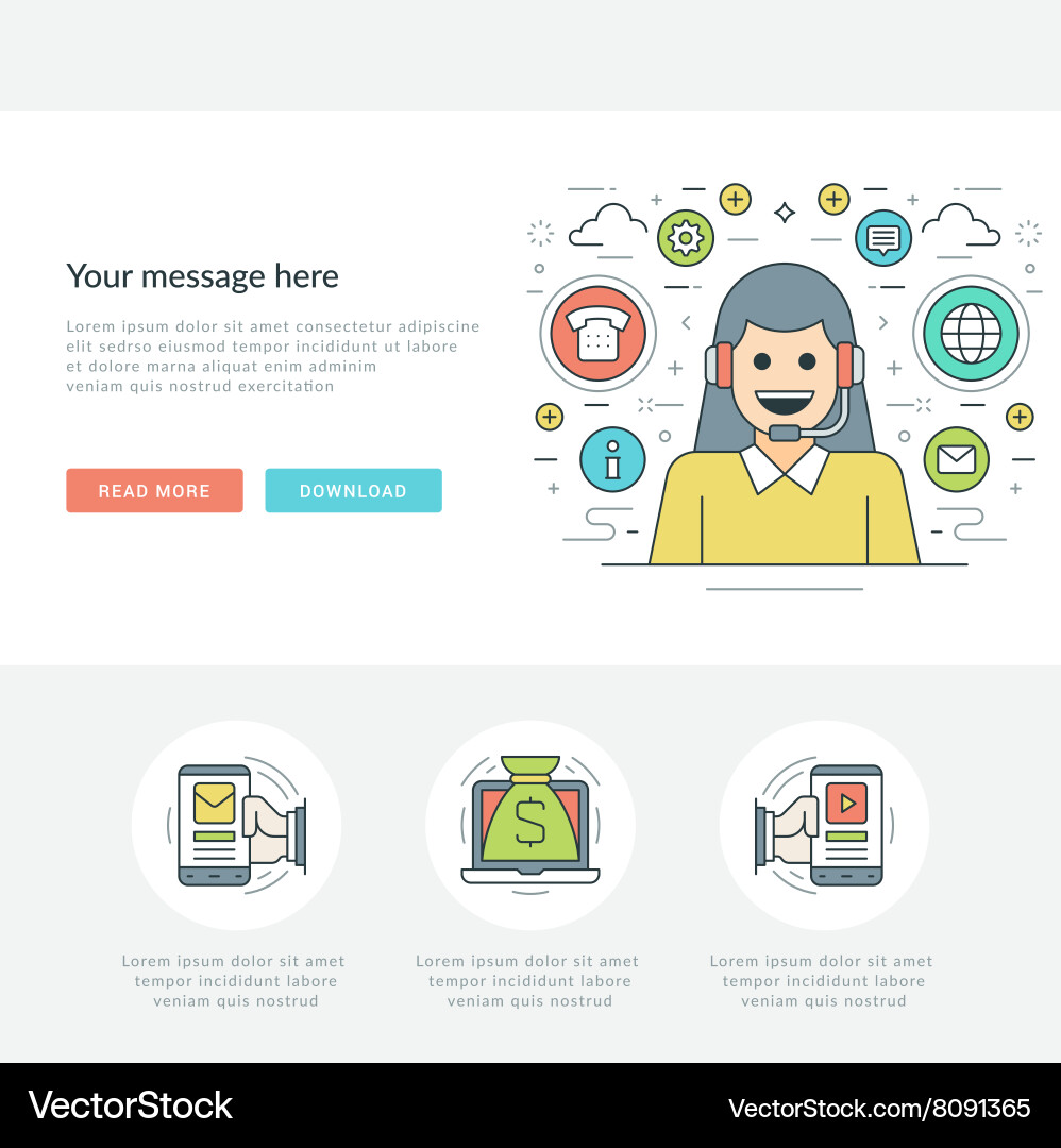 Flat line business concept web site header vector image