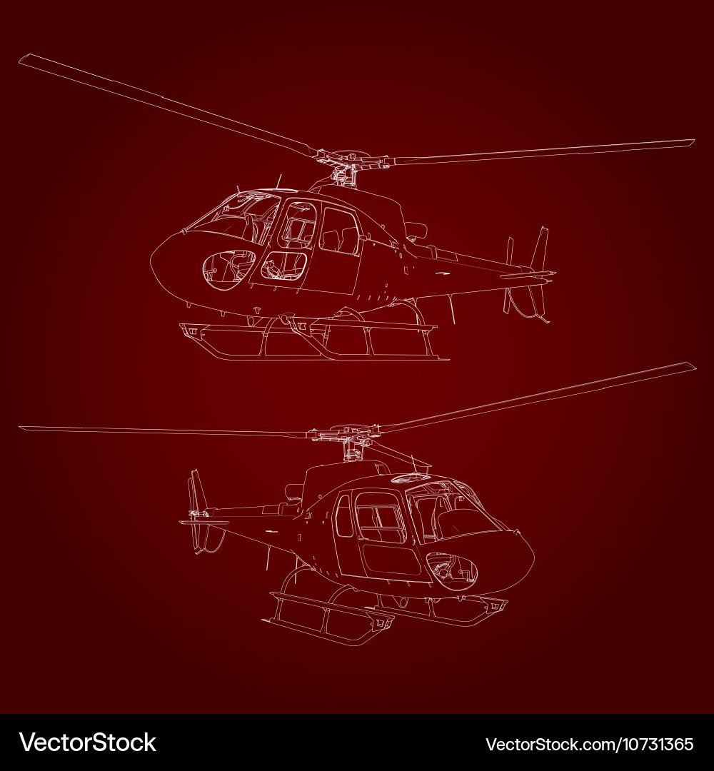 Linear helicopter on a red Vector Image