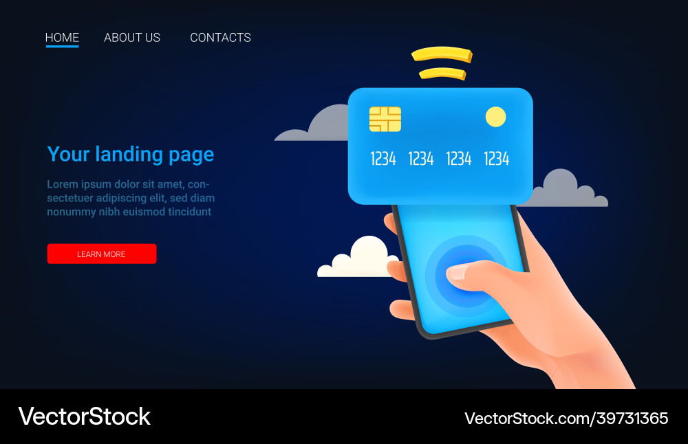 Man using credit card for payment via smartphone vector image