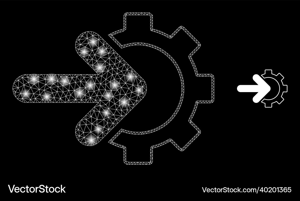 Mesh web cog arrow integration with glitter vector image
