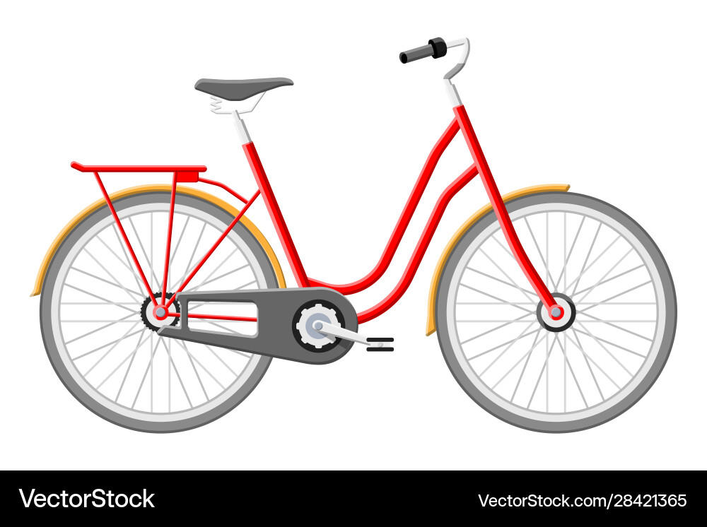 Old city bicycle vintage red bike isolated Old city bicycle vintage red bike isolated vector image